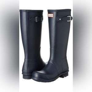Hunter Original Women's Tall Waterproof Rain Boots Navy Blue Size 11